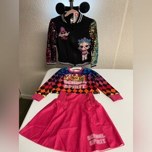 Bundle PatPat Kids School Spirit Costume Set - Black and Pink